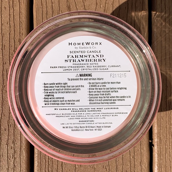 🆕HOMEWORX HARRY SLATKIN “FARMSTAND STRAWBERRY” 4 WICK 18oz CANDLE NWT!! - Picture 4 of 5